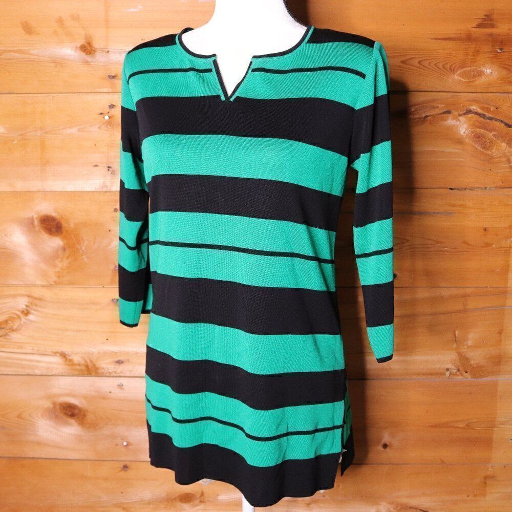 Misook |‎ 3/4 Sleeve Tunic Top Striped Small
